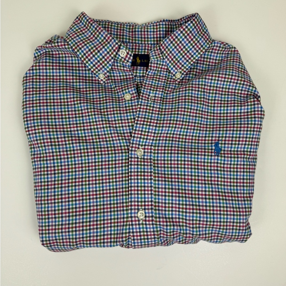 Ralph Lauren Blue Label Oxford‎ Long Sleeve Multi Check Button Up Men’s Large